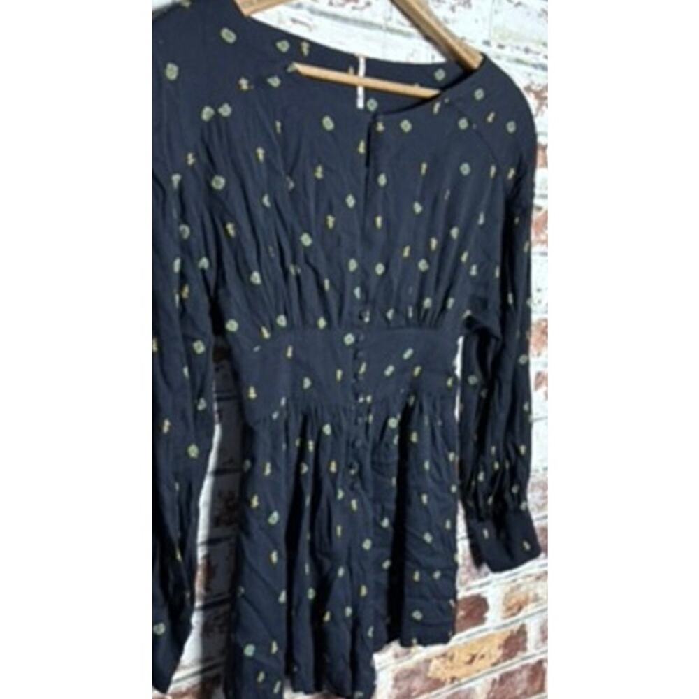 NWT Free People Love Grows Front Button Long Sleeve Romper Black Floral - Picture 7 of 15